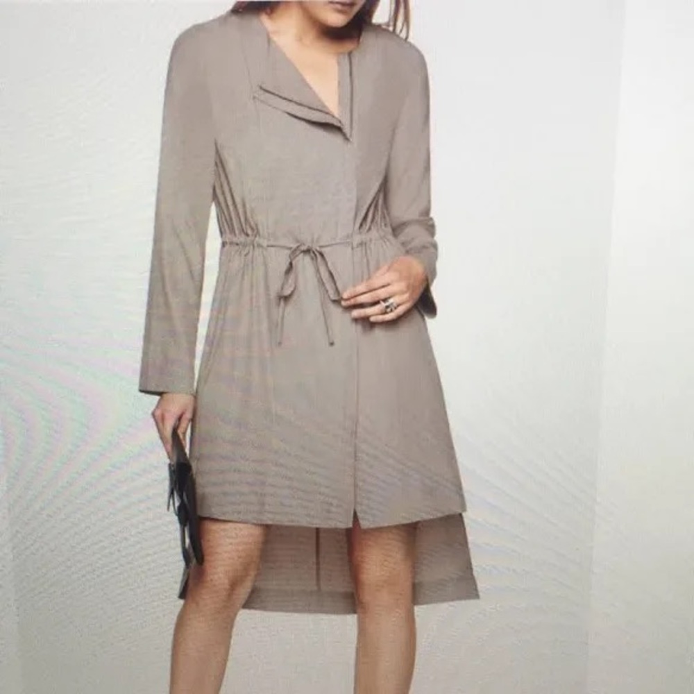 BCBGMAXAZRIA Jourdyn Hazelnut Zip-Up Tie-Waist Shirtdress, Relaxed Fit, XXS, NWT